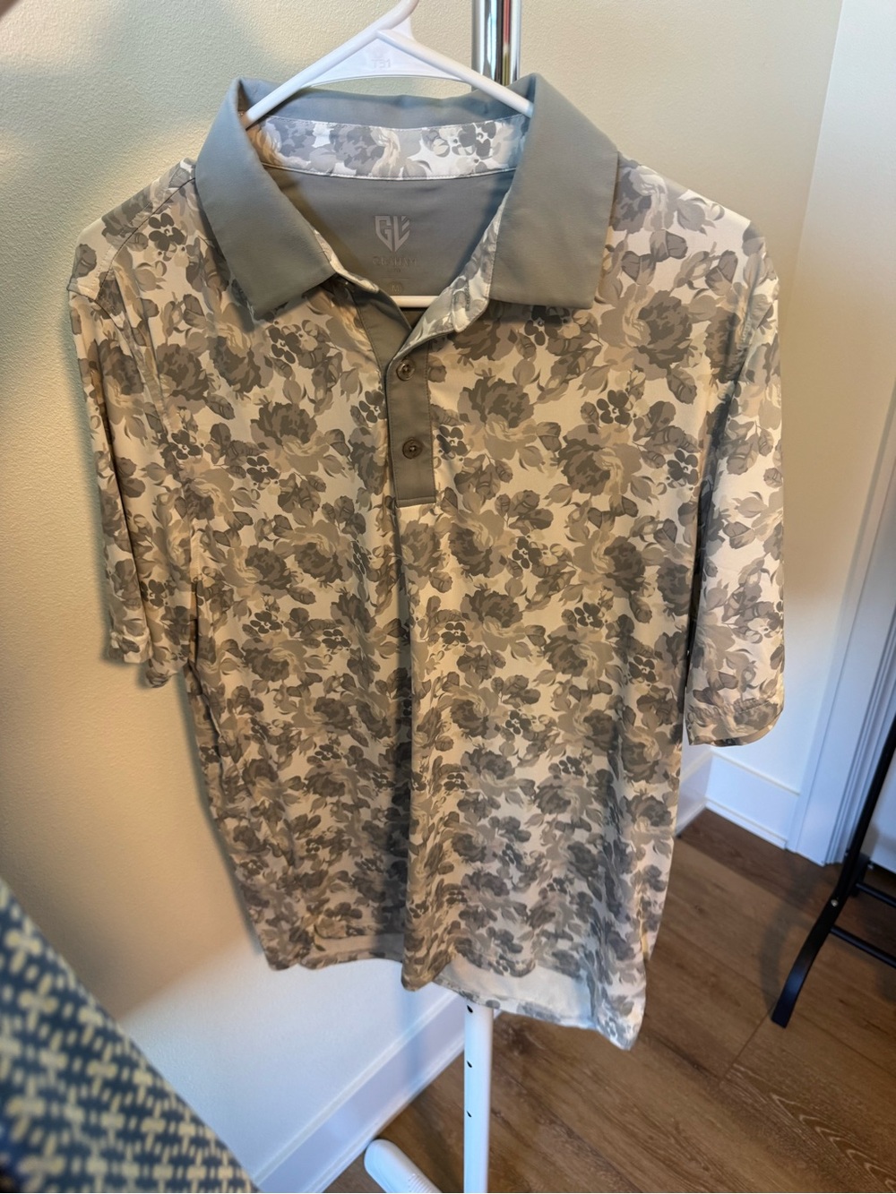 Graham Luxe Golf Lucas Polo Steel Quarry floral pattern Men’s Medium